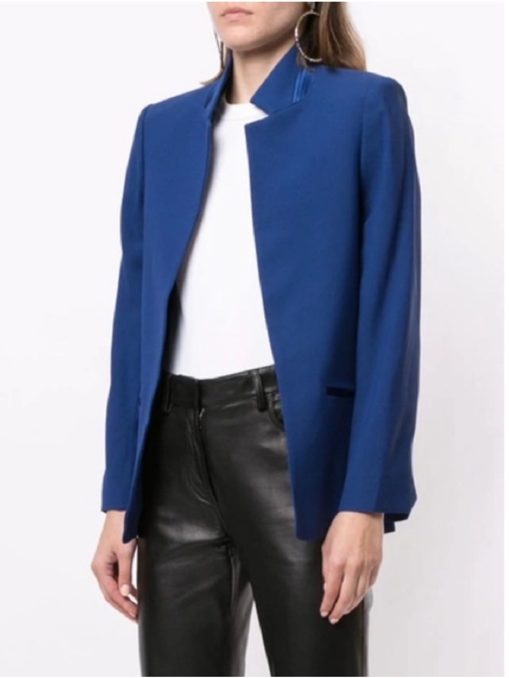 ZADIG & VOLTAIRE Blue Volly Inverted Notch Collar Crepe Jacket Sz FR 36 4 US S